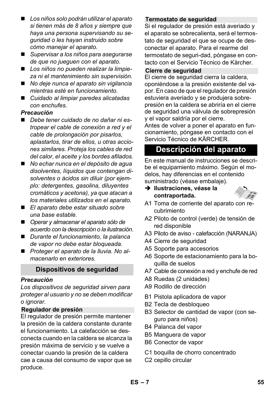 Descripción del aparato | Karcher SC 1-030 B User Manual | Page 55 / 278
