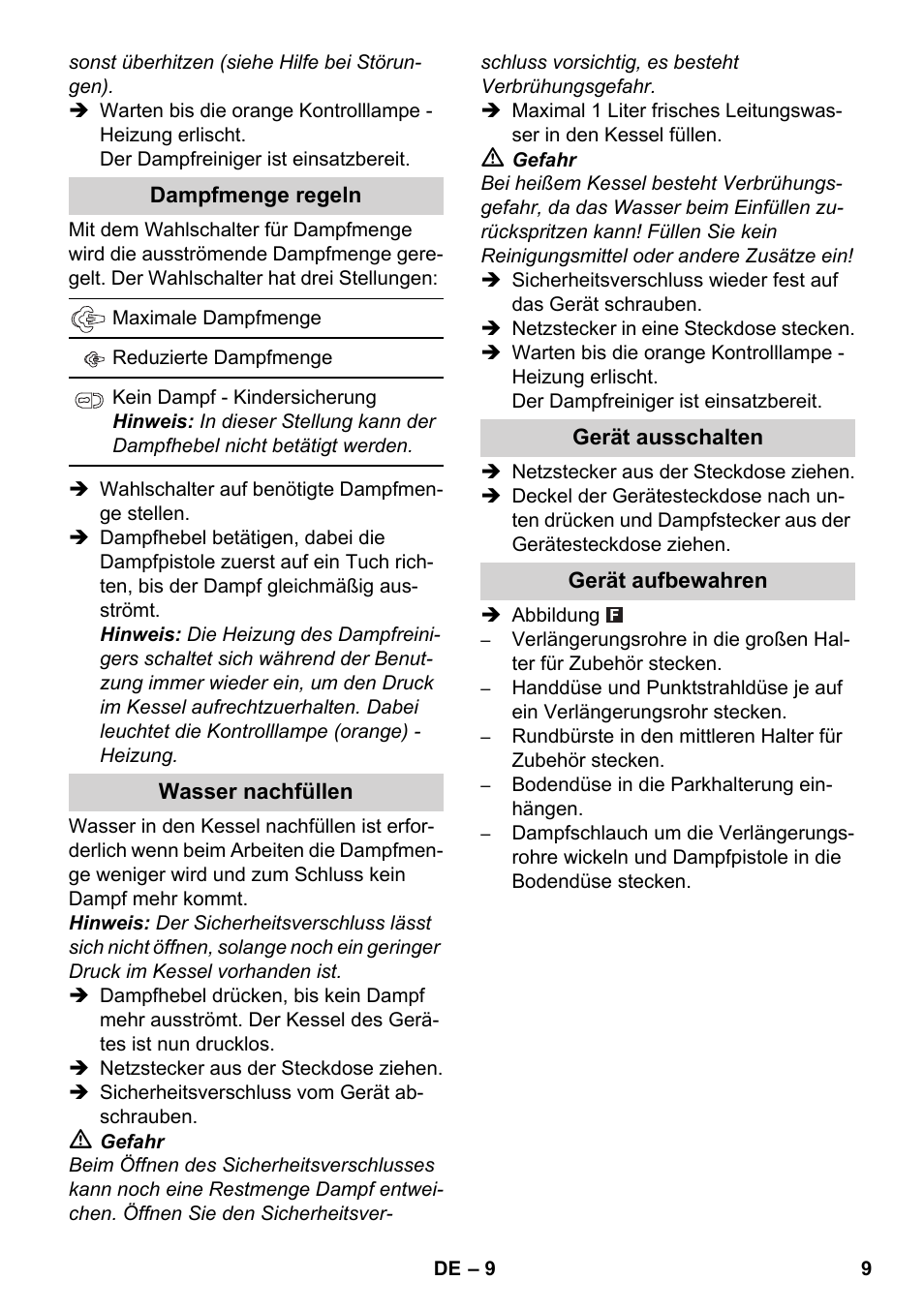 Karcher SC 1-030 B User Manual | Page 9 / 278