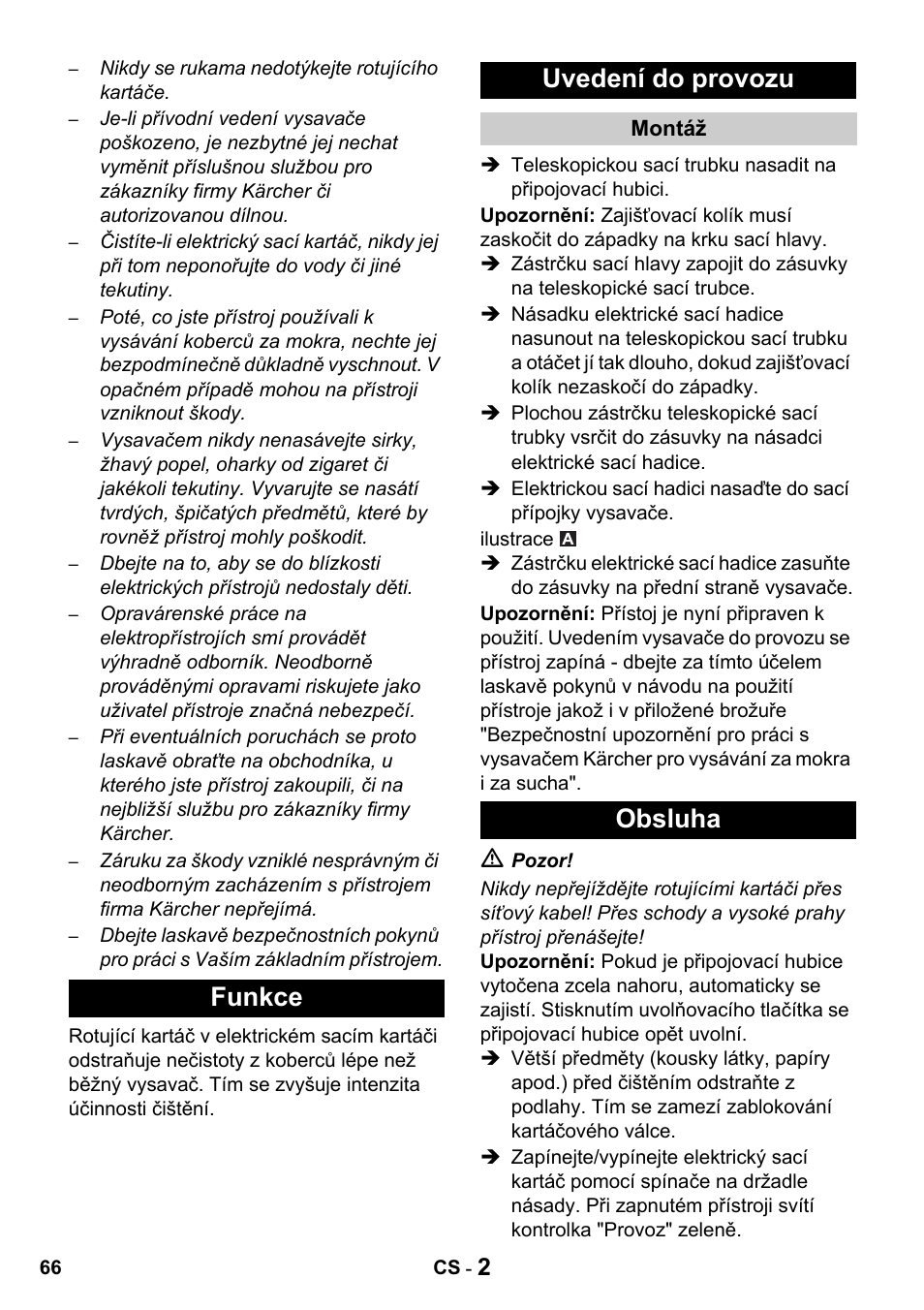 Funkce uvedení do provozu, Obsluha | Karcher T 15-1 + ESB 34 User Manual | Page 66 / 116