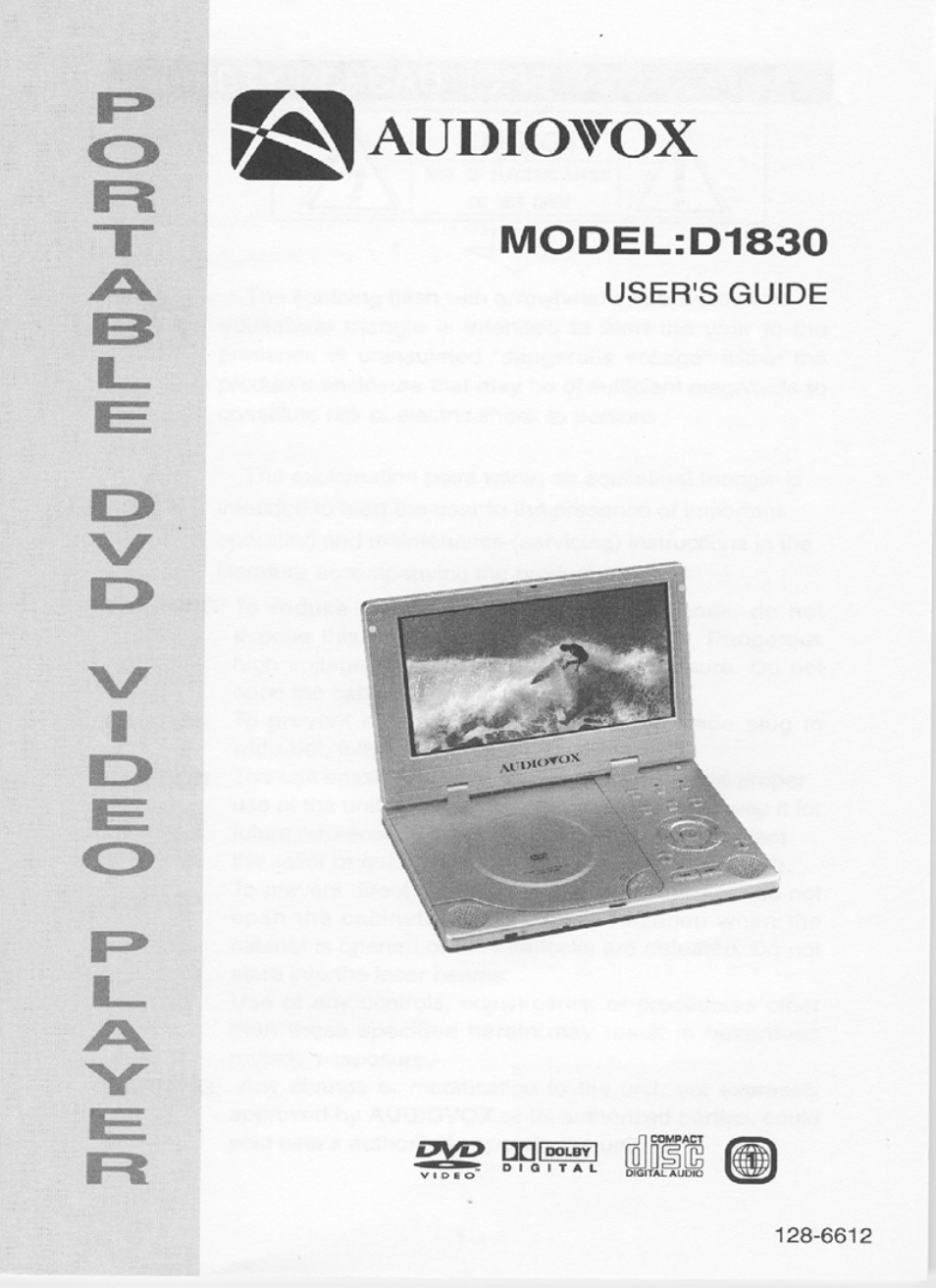 Audiovox D1830 User Manual | 39 pages