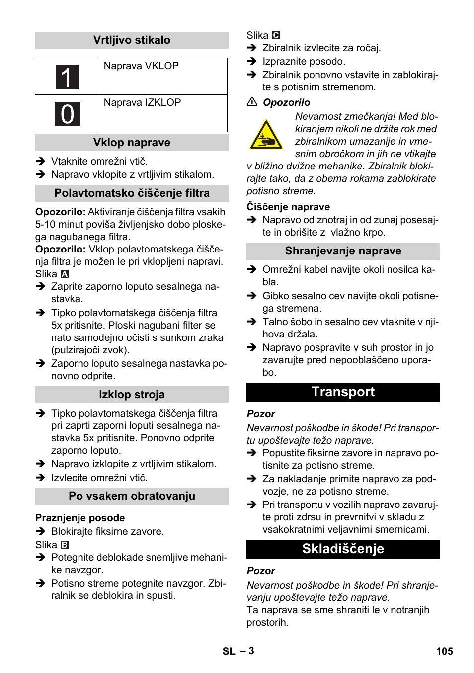 Transport skladiščenje | Karcher IVC 60-24-2 Ap User Manual | Page 105 / 172