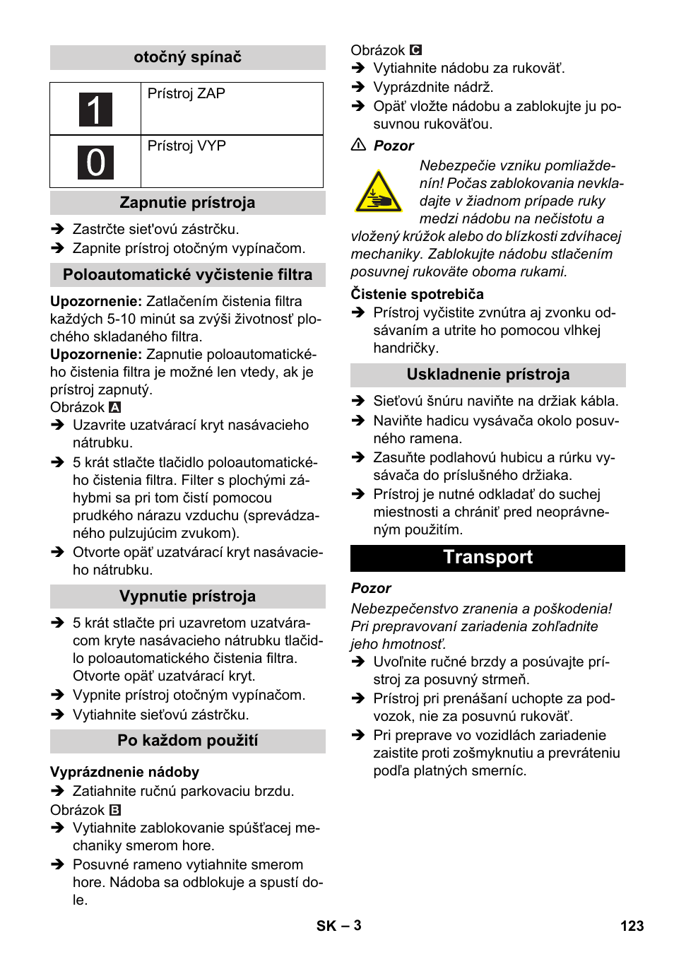 Transport | Karcher IVC 60-24-2 Ap User Manual | Page 123 / 172