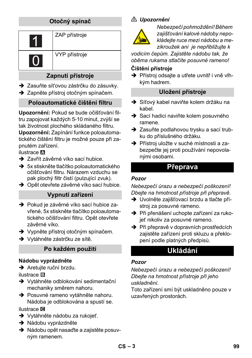 Přeprava ukládání | Karcher IVC 60-24-2 Ap User Manual | Page 99 / 172