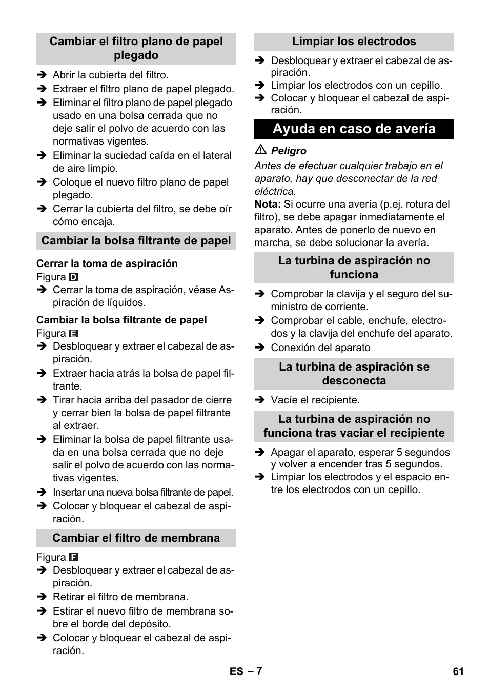 Ayuda en caso de avería | Karcher NT 55-1 Tact Te M User Manual | Page 61 / 272