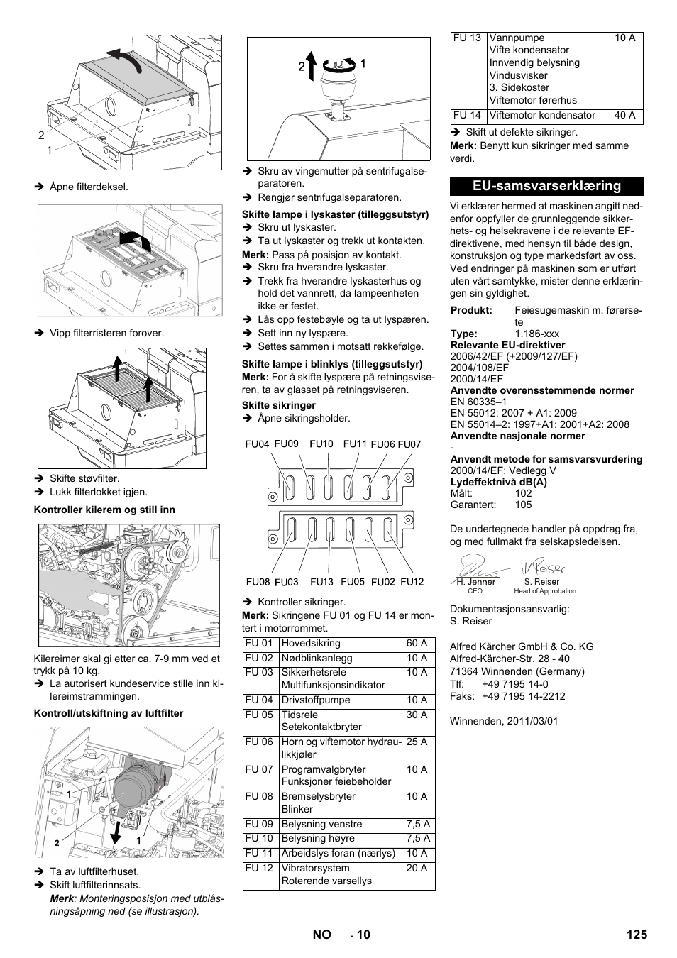 Eu-samsvarserklæring | Karcher KM 150-500 D 4-r�drig User Manual | Page 125 / 420