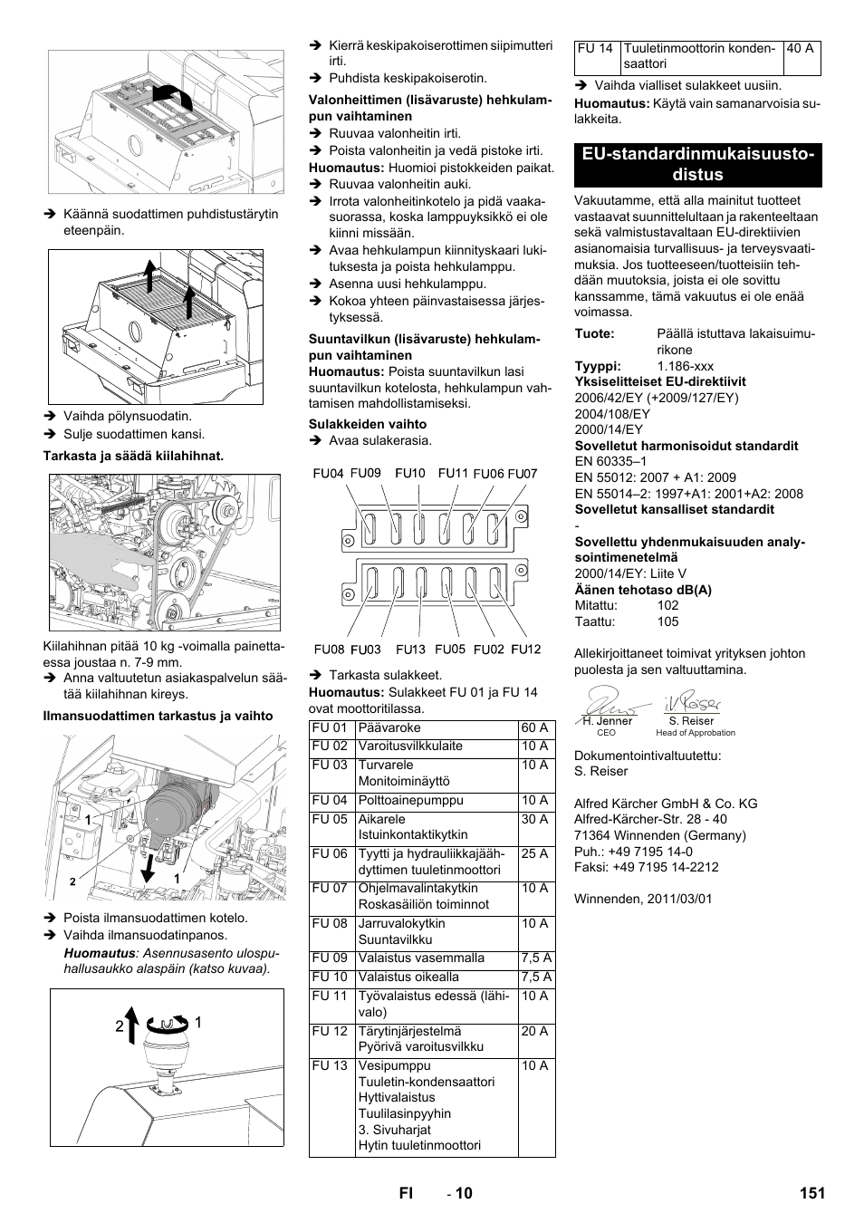 Eu-standardinmukaisuusto- distus | Karcher KM 150-500 D 4-r�drig User Manual | Page 151 / 420