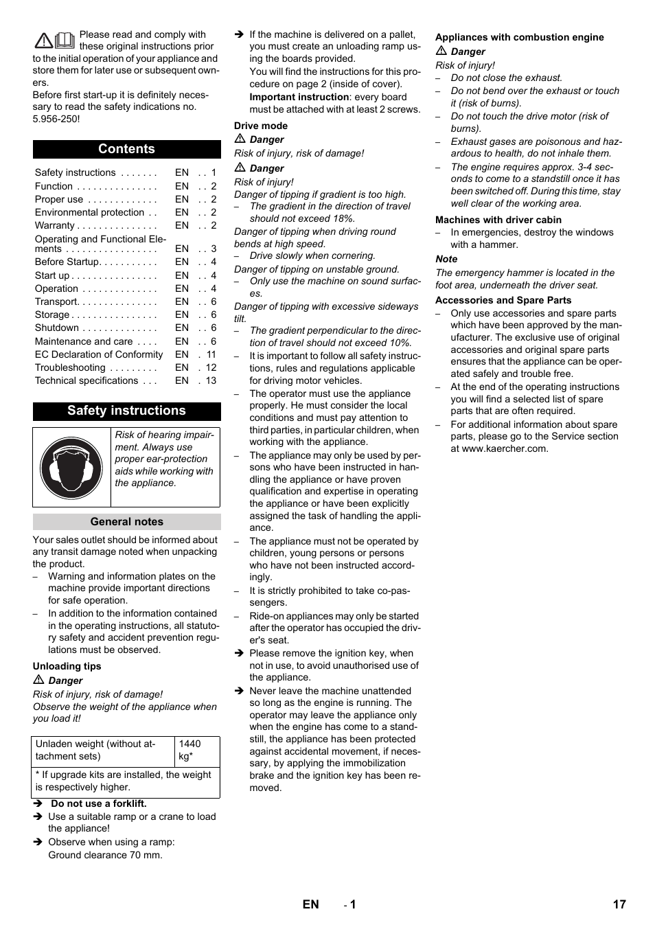 Karcher KM 150-500 D 4-r�drig User Manual | Page 17 / 420