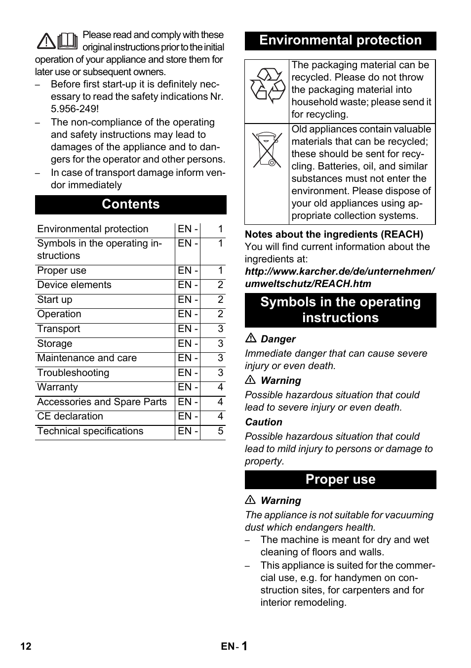 Karcher NT 14-1 Classic User Manual | Page 12 / 164