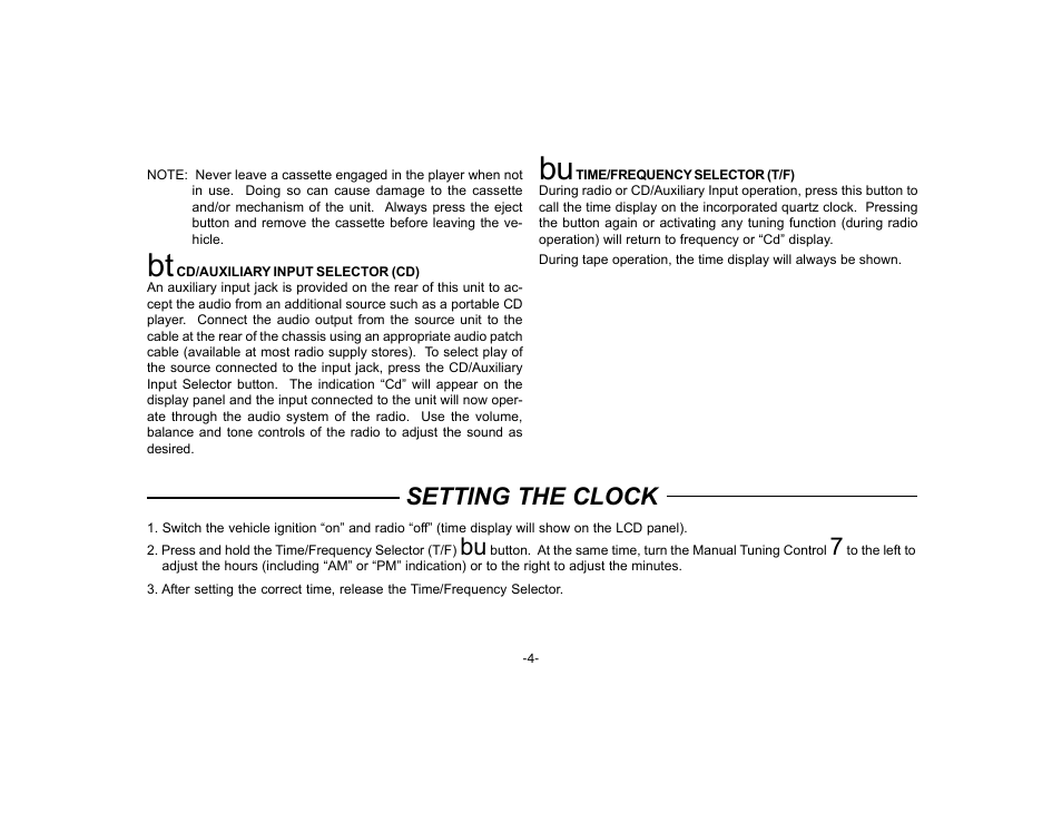 Setting the clock | Audiovox P-25 User Manual | Page 5 / 8