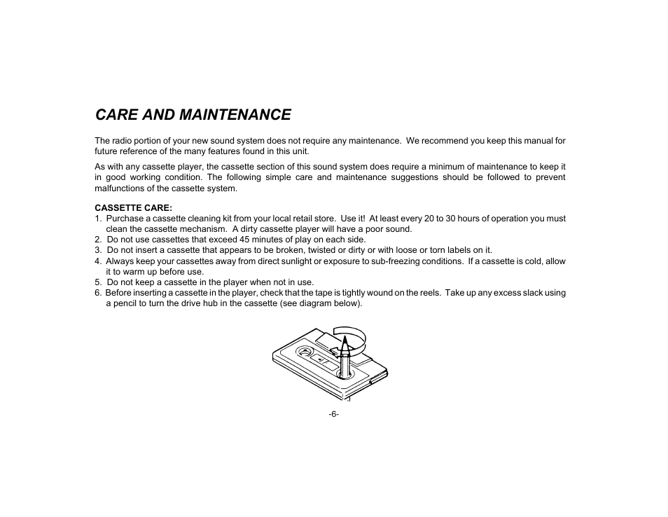 Care and maintenance | Audiovox P-25 User Manual | Page 7 / 8