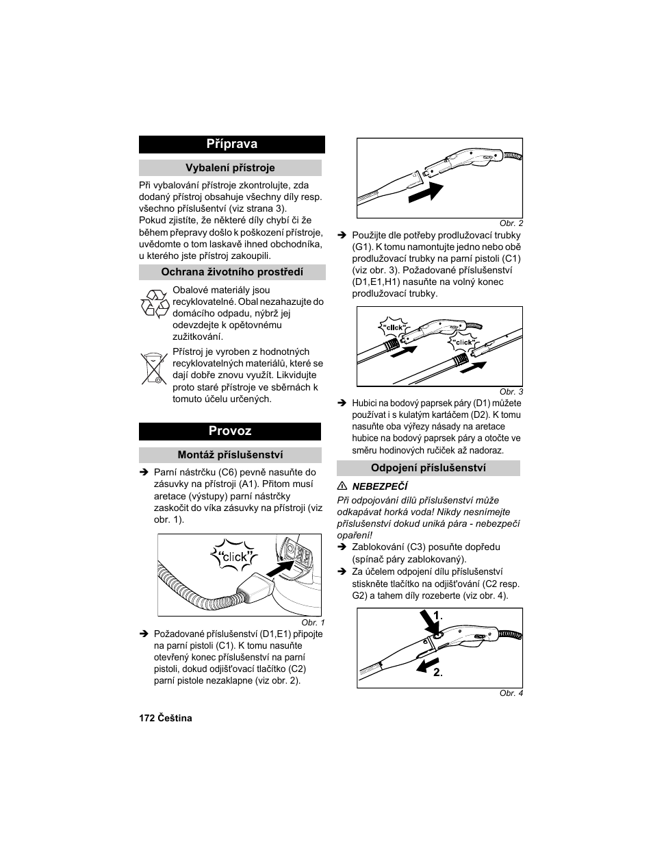Příprava, Provoz | Karcher HDC advanced User Manual | Page 172 / 302