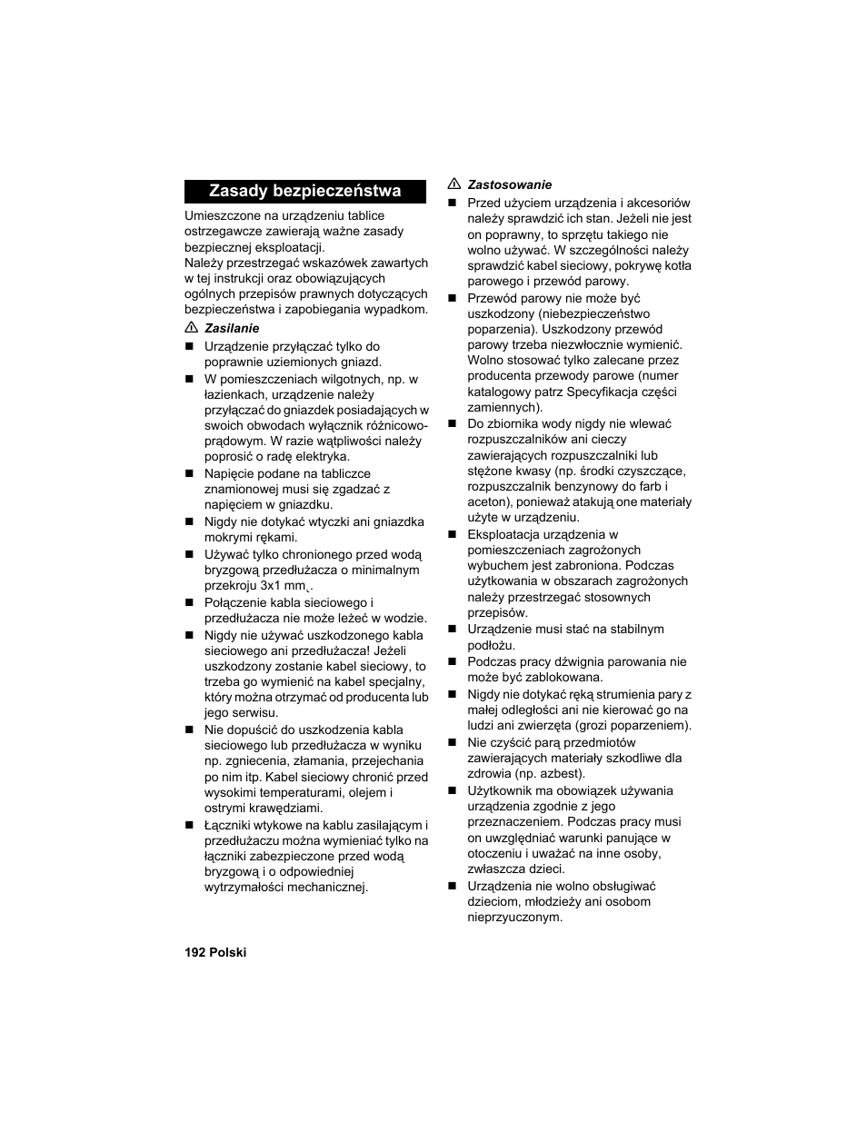 Zasady bezpieczeństwa | Karcher HDC advanced User Manual | Page 192 / 302