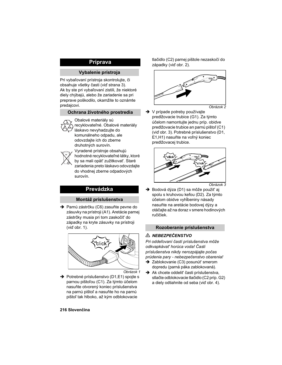 Príprava, Prevádzka | Karcher HDC advanced User Manual | Page 216 / 302