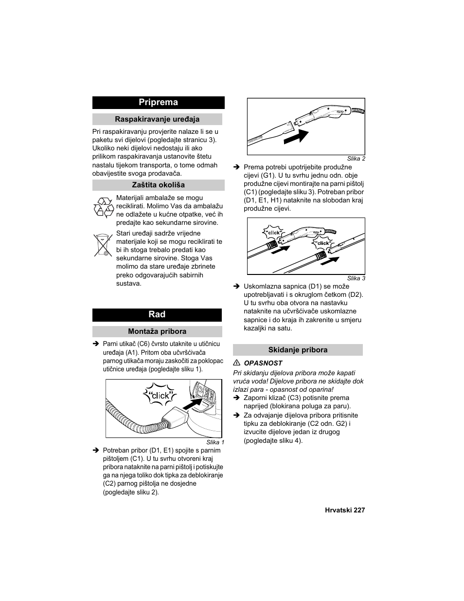 Priprema | Karcher HDC advanced User Manual | Page 227 / 302