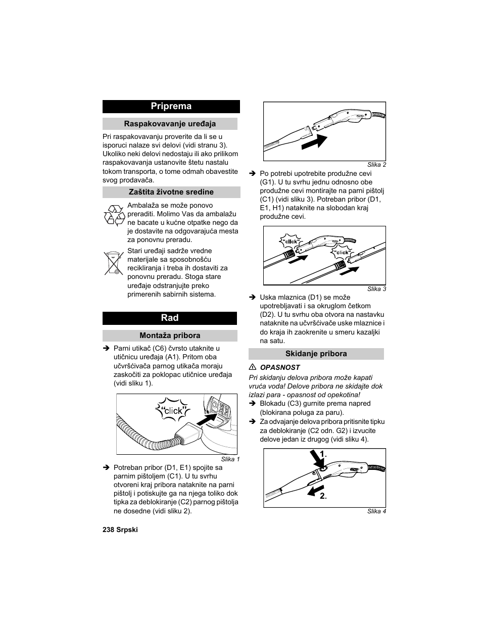 Priprema | Karcher HDC advanced User Manual | Page 238 / 302