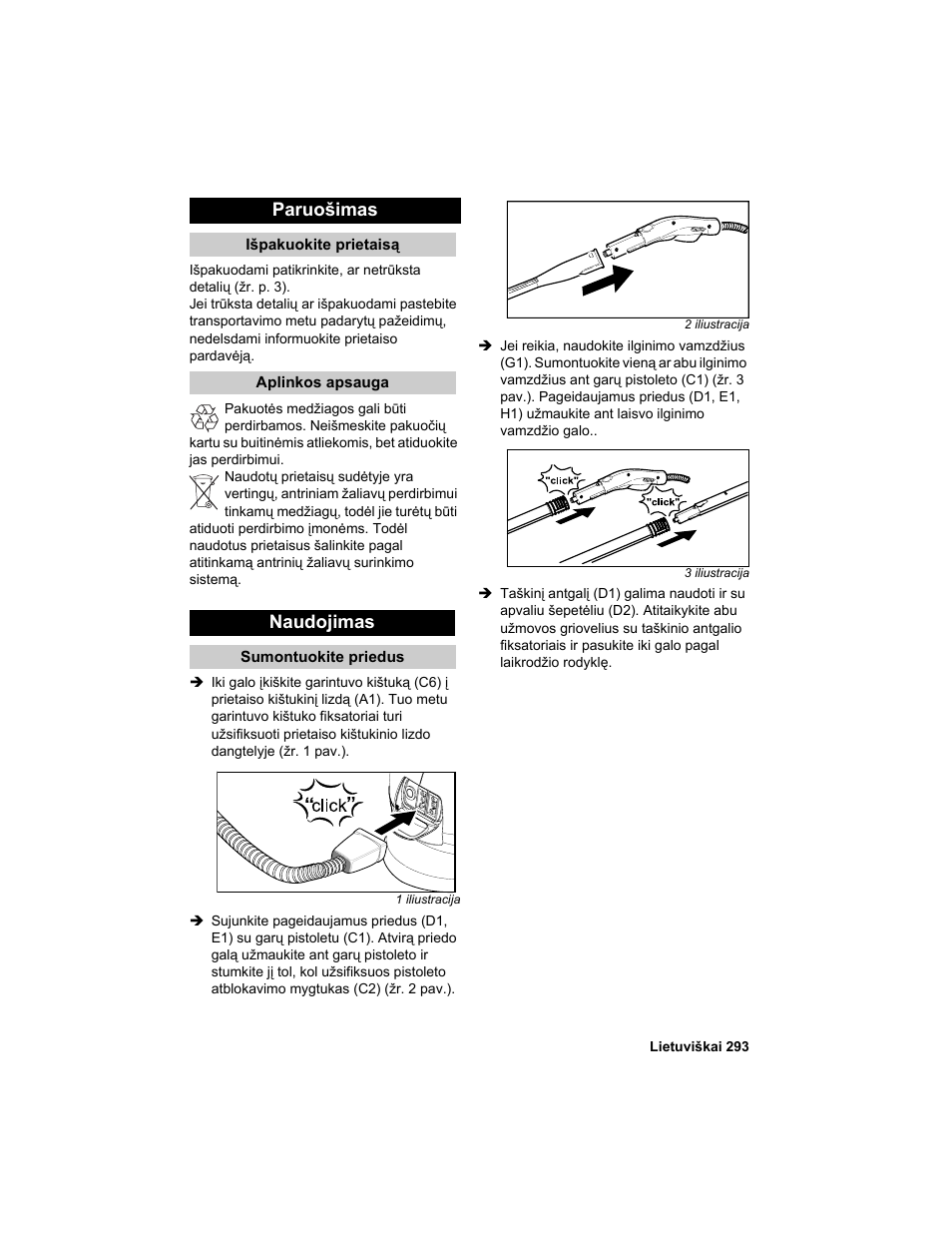 Paruošimas, Naudojimas | Karcher HDC advanced User Manual | Page 293 / 302