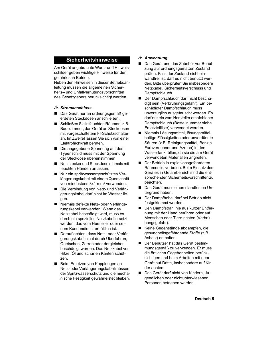 Sicherheitshinweise | Karcher HDC advanced User Manual | Page 5 / 302