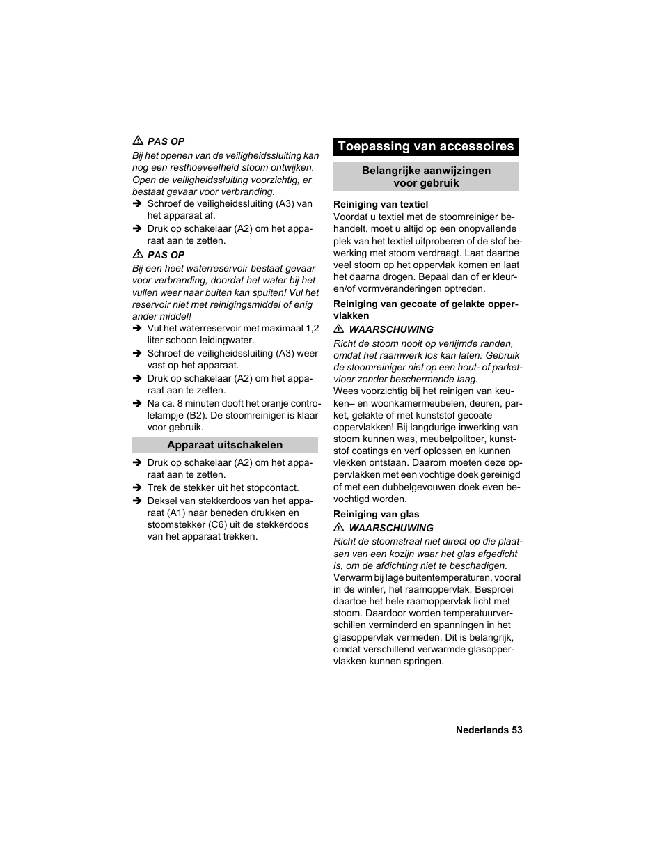 Toepassing van accessoires | Karcher HDC advanced User Manual | Page 53 / 302