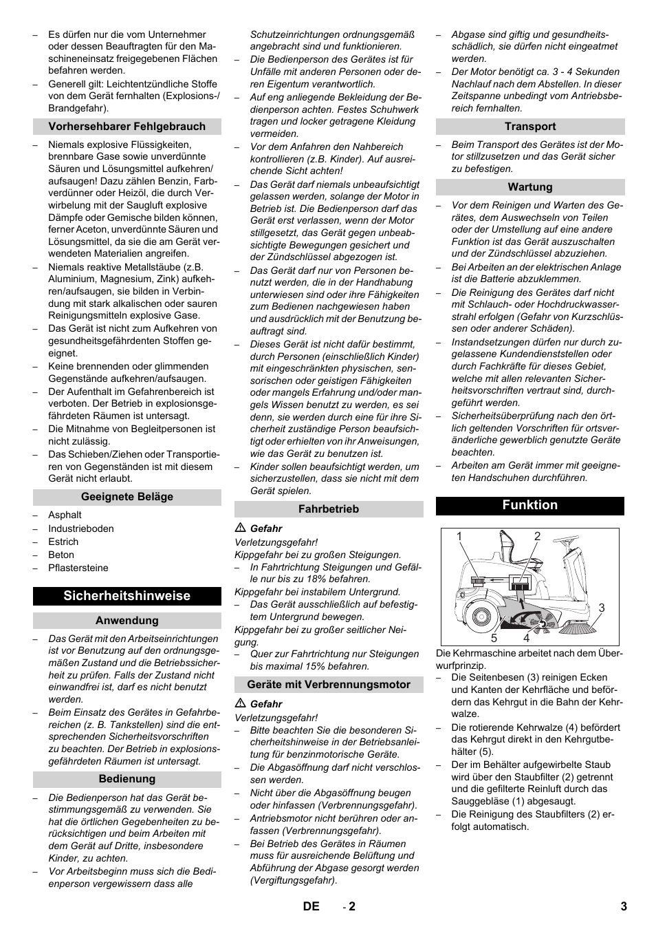 Sicherheitshinweise, Funktion | Karcher KM 90-60 R P Advanced User Manual | Page 3 / 397