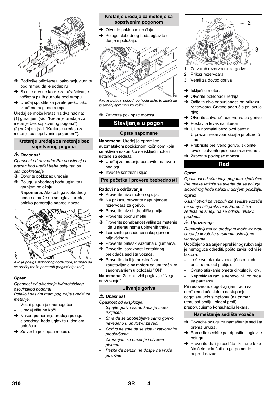 Stavljanje u pogon | Karcher KM 90-60 R P Advanced User Manual | Page 310 / 397