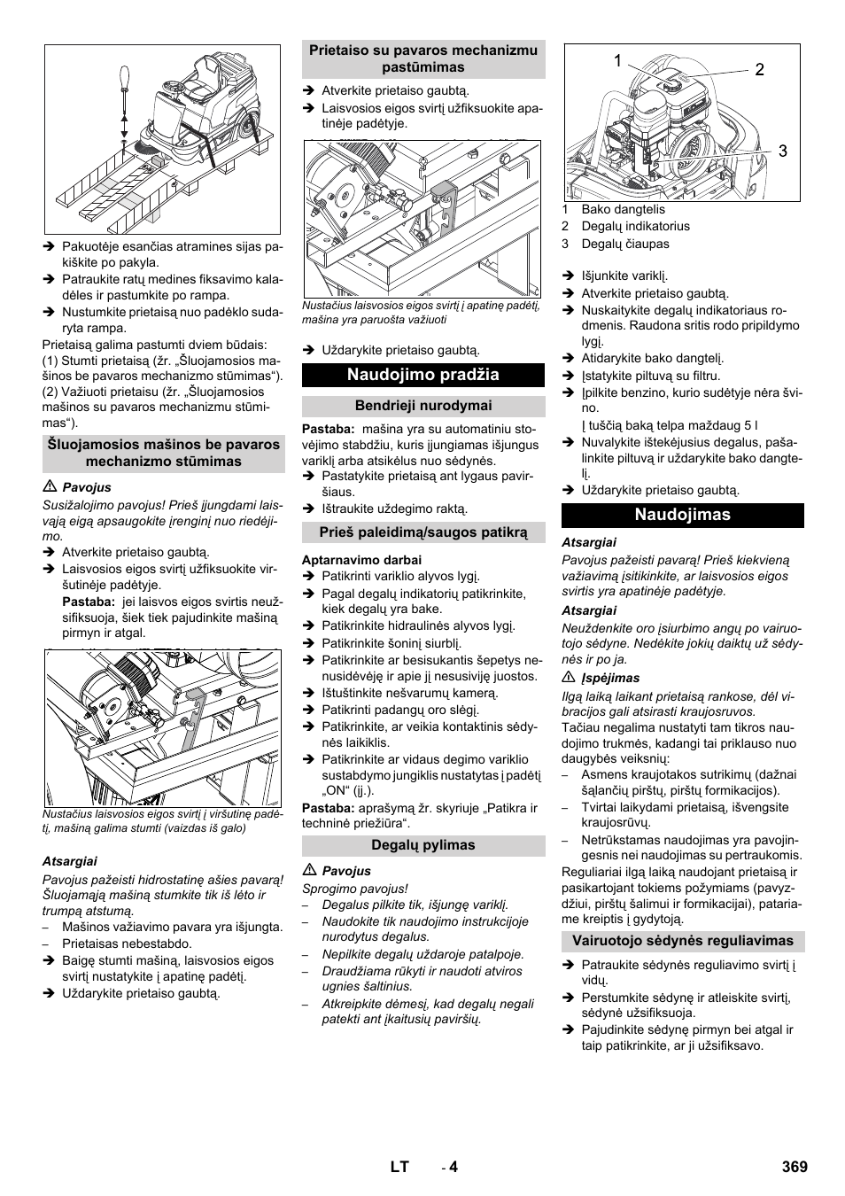 Naudojimo pradžia, Naudojimas | Karcher KM 90-60 R P Advanced User Manual | Page 369 / 397