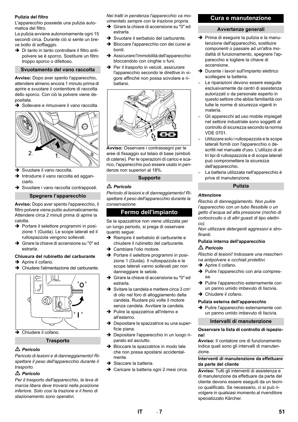 Fermo dell'impianto cura e manutenzione | Karcher KM 90-60 R P Advanced User Manual | Page 51 / 397