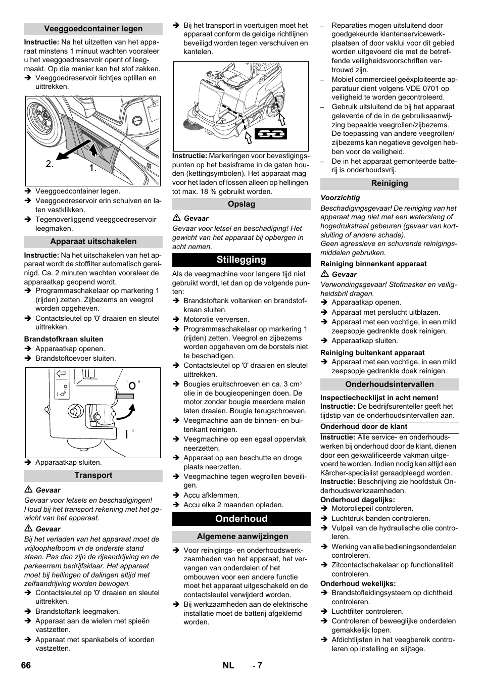 Stillegging onderhoud | Karcher KM 90-60 R P Advanced User Manual | Page 66 / 397