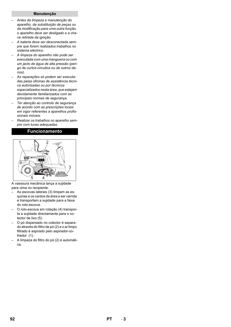 Funcionamento | Karcher KM 90-60 R P Advanced User Manual | Page 92 / 397