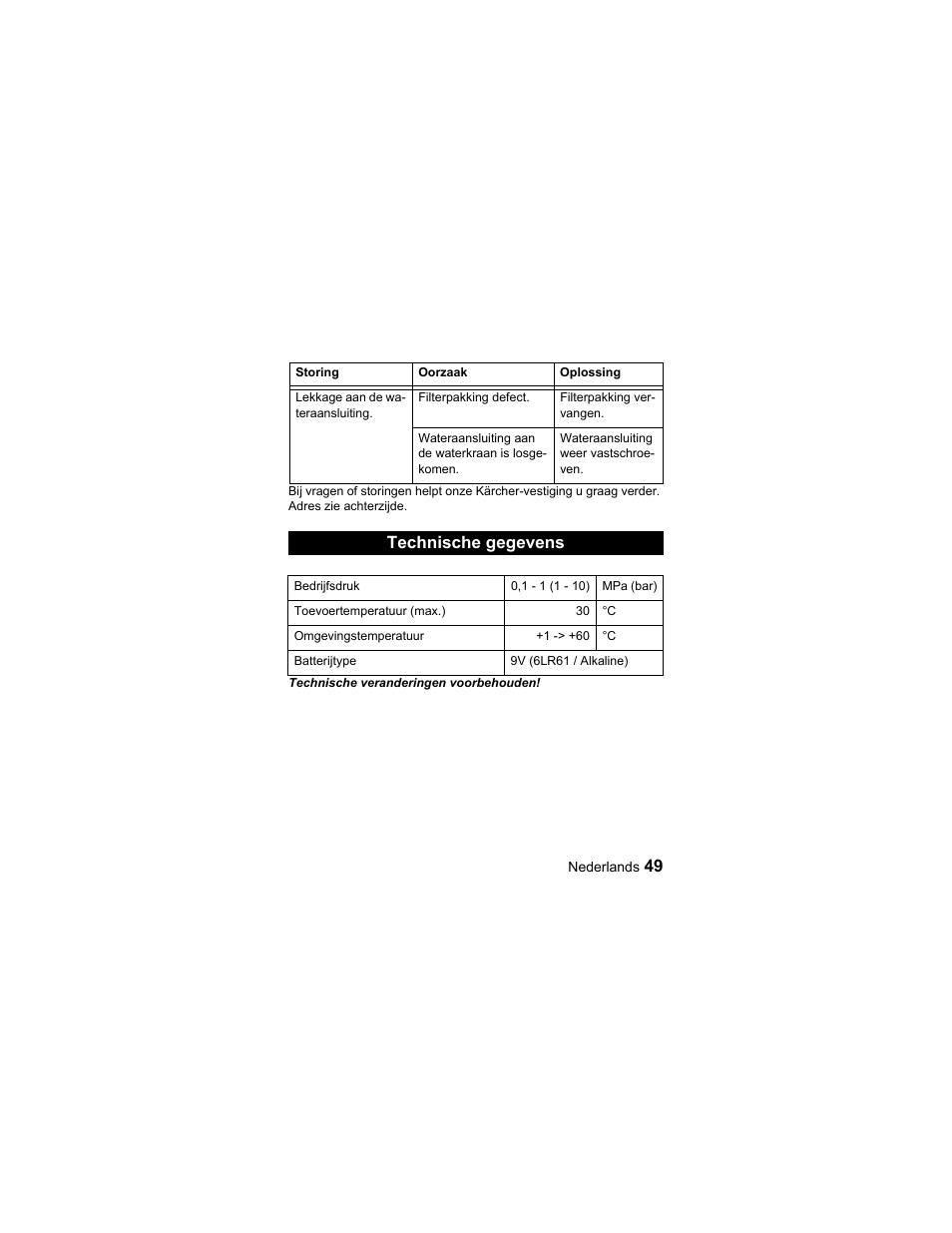 Technische gegevens | Karcher Unità d'irrigazione WU 60-2 sun User Manual | Page 49 / 78