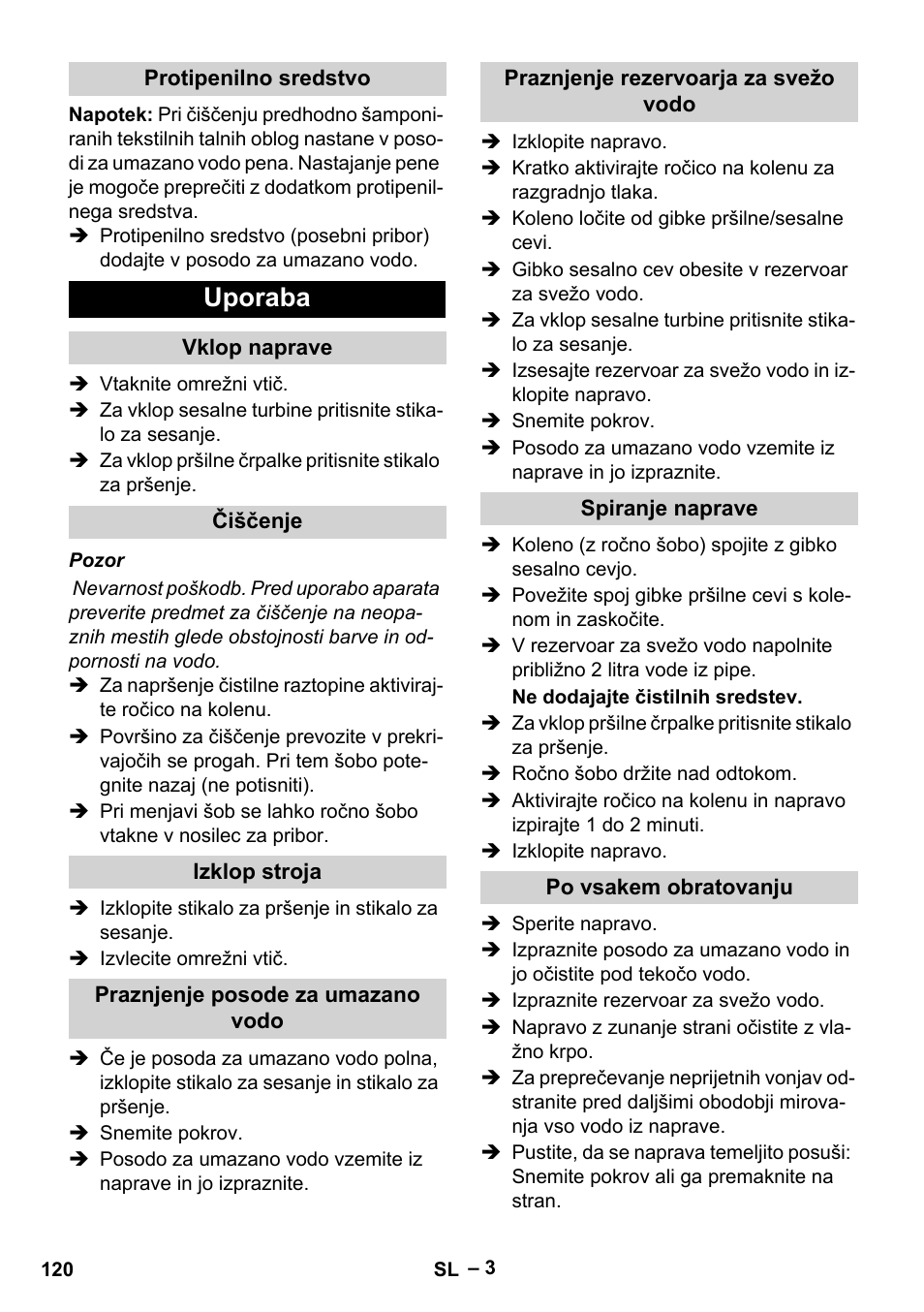 Uporaba | Karcher PUZZI 8-1 C User Manual | Page 120 / 204
