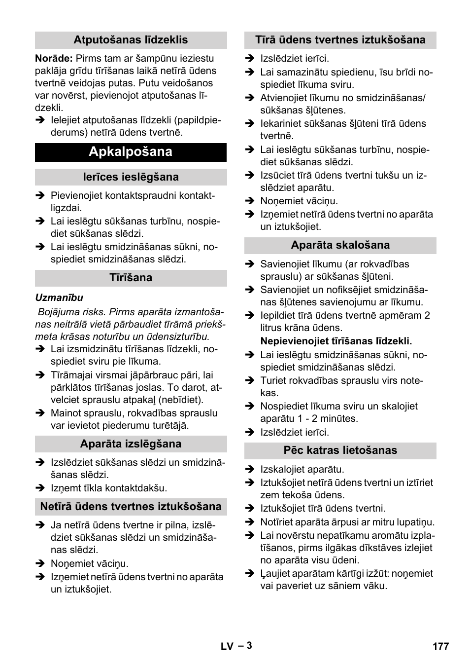 Apkalpošana | Karcher PUZZI 8-1 C User Manual | Page 177 / 204