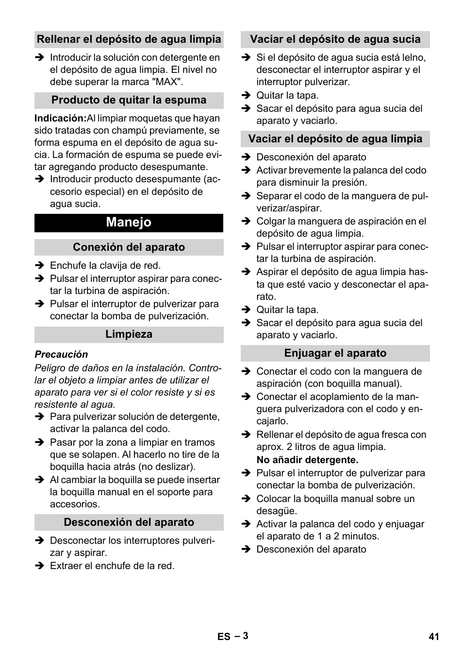 Manejo | Karcher PUZZI 8-1 C User Manual | Page 41 / 204