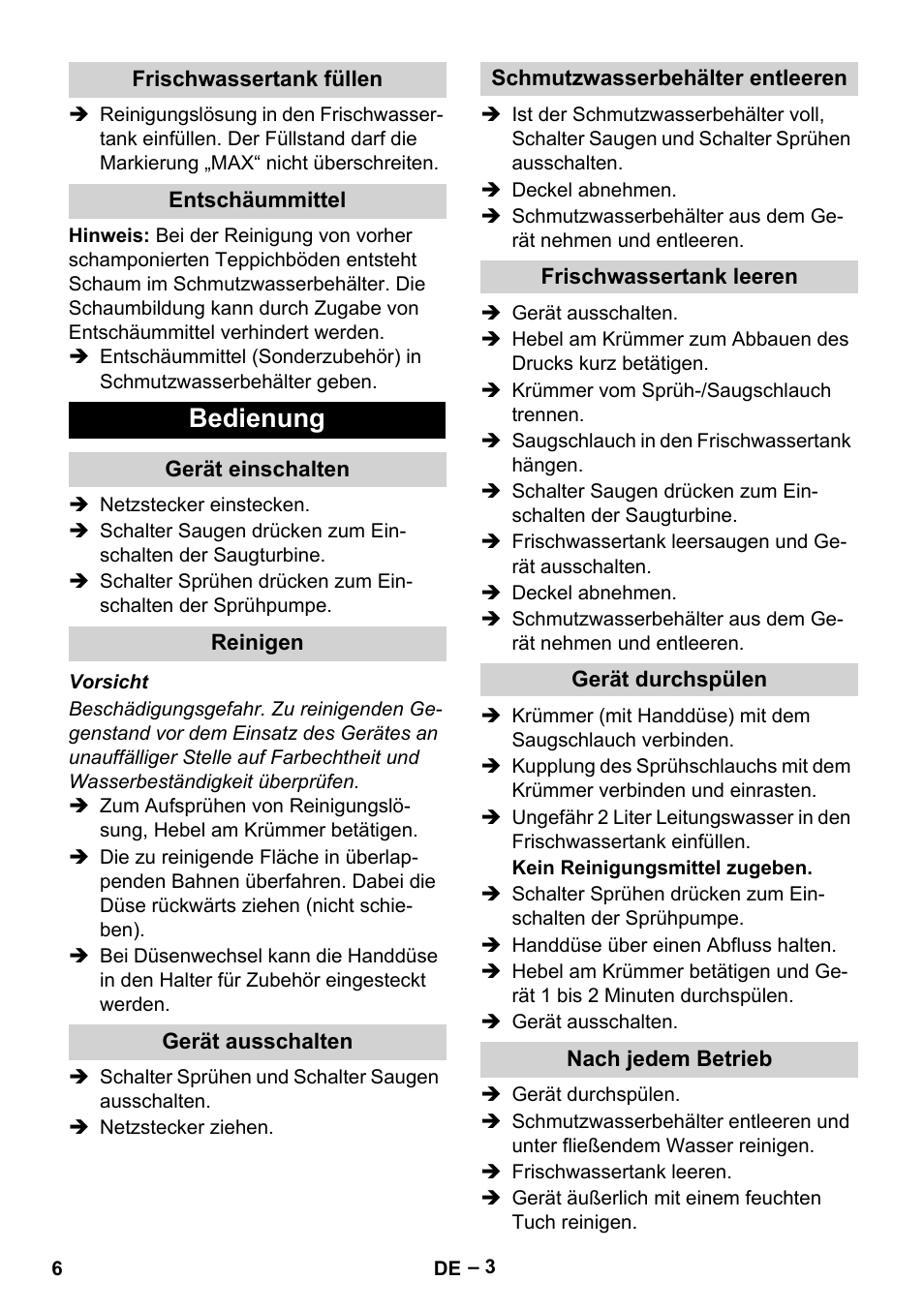 Bedienung | Karcher PUZZI 8-1 C User Manual | Page 6 / 204