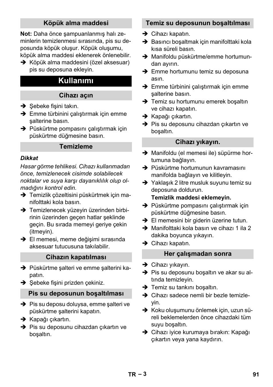 Kullanımı | Karcher PUZZI 8-1 C User Manual | Page 91 / 204