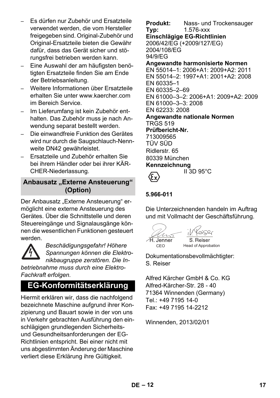 Eg-konformitätserklärung | Karcher IVC 60-12-1 Ec H Z22 User Manual | Page 17 / 372