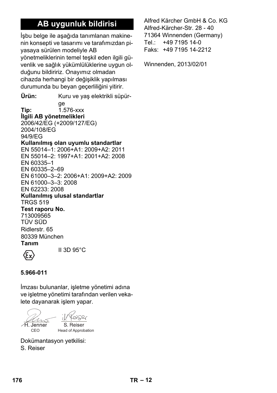 Ab uygunluk bildirisi | Karcher IVC 60-12-1 Ec H Z22 User Manual | Page 176 / 372