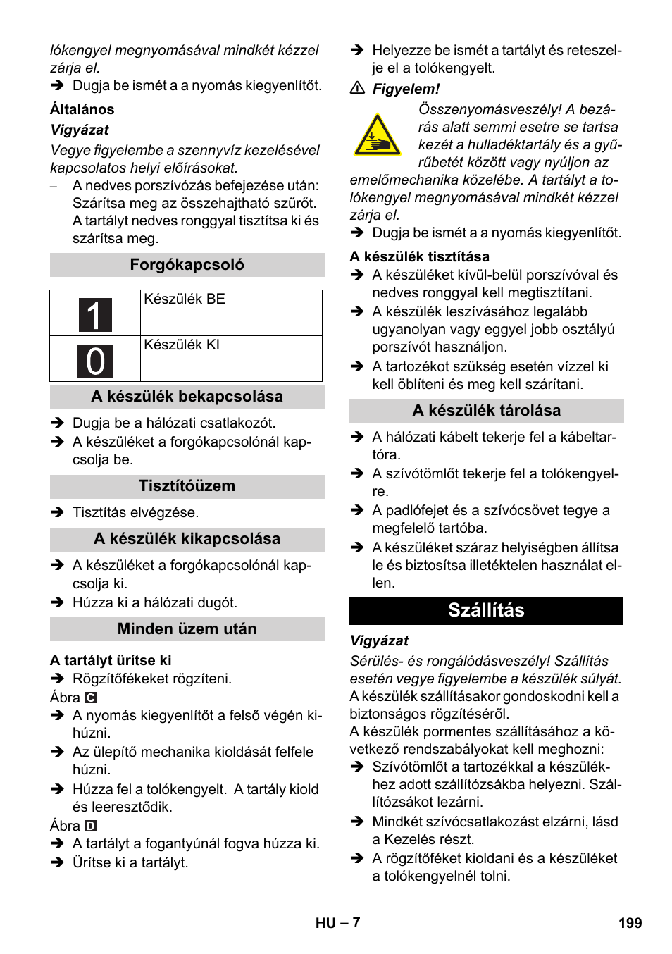 Szállítás | Karcher IVC 60-12-1 Ec H Z22 User Manual | Page 199 / 372