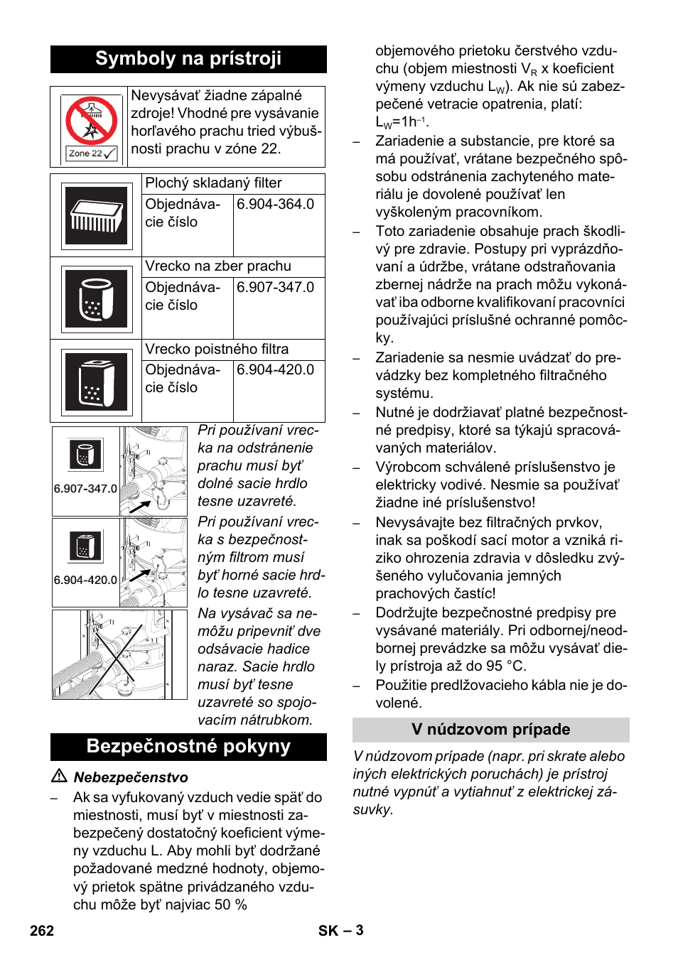 Symboly na prístroji, Bezpečnostné pokyny | Karcher IVC 60-12-1 Ec H Z22 User Manual | Page 262 / 372