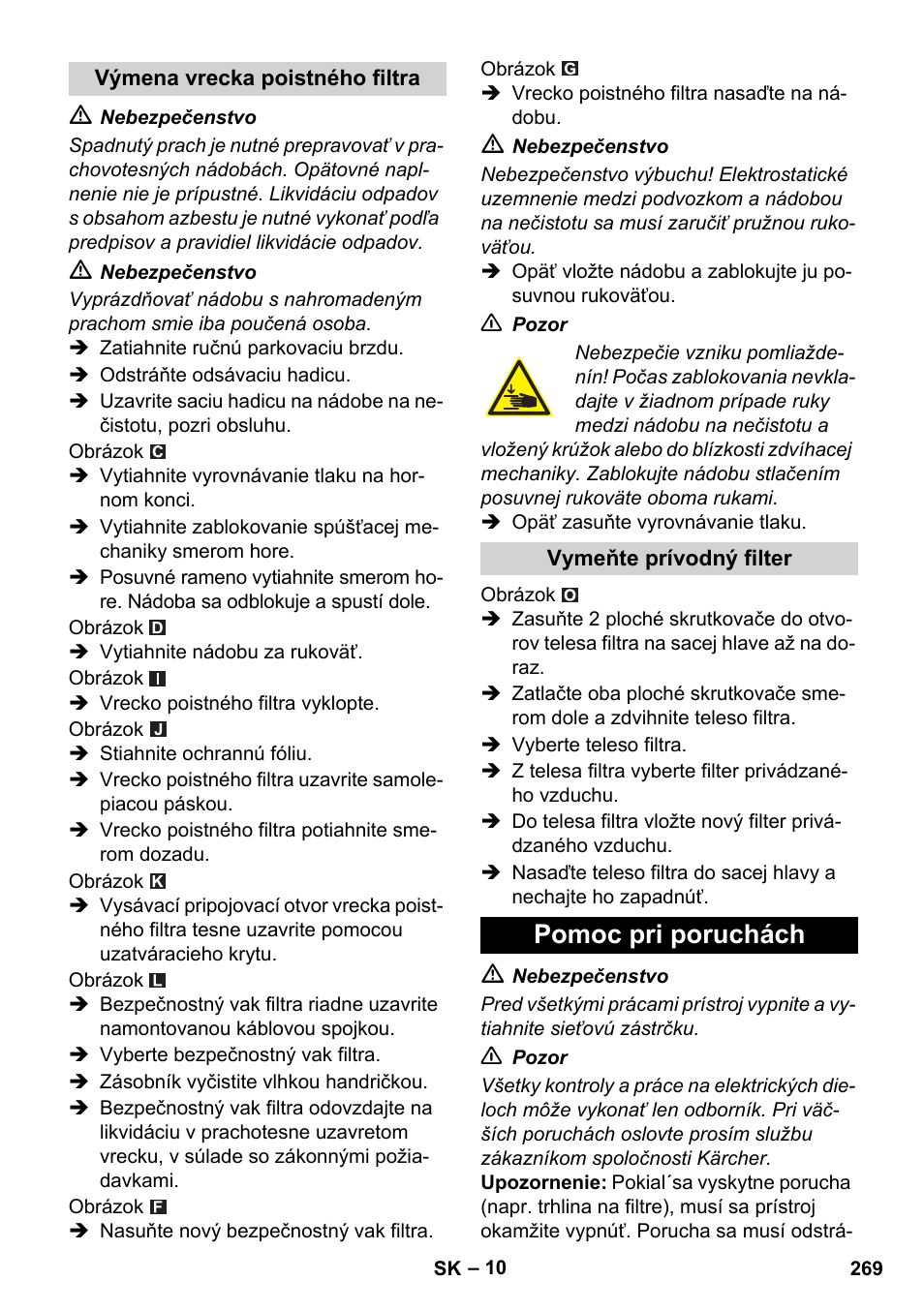 Pomoc pri poruchách | Karcher IVC 60-12-1 Ec H Z22 User Manual | Page 269 / 372
