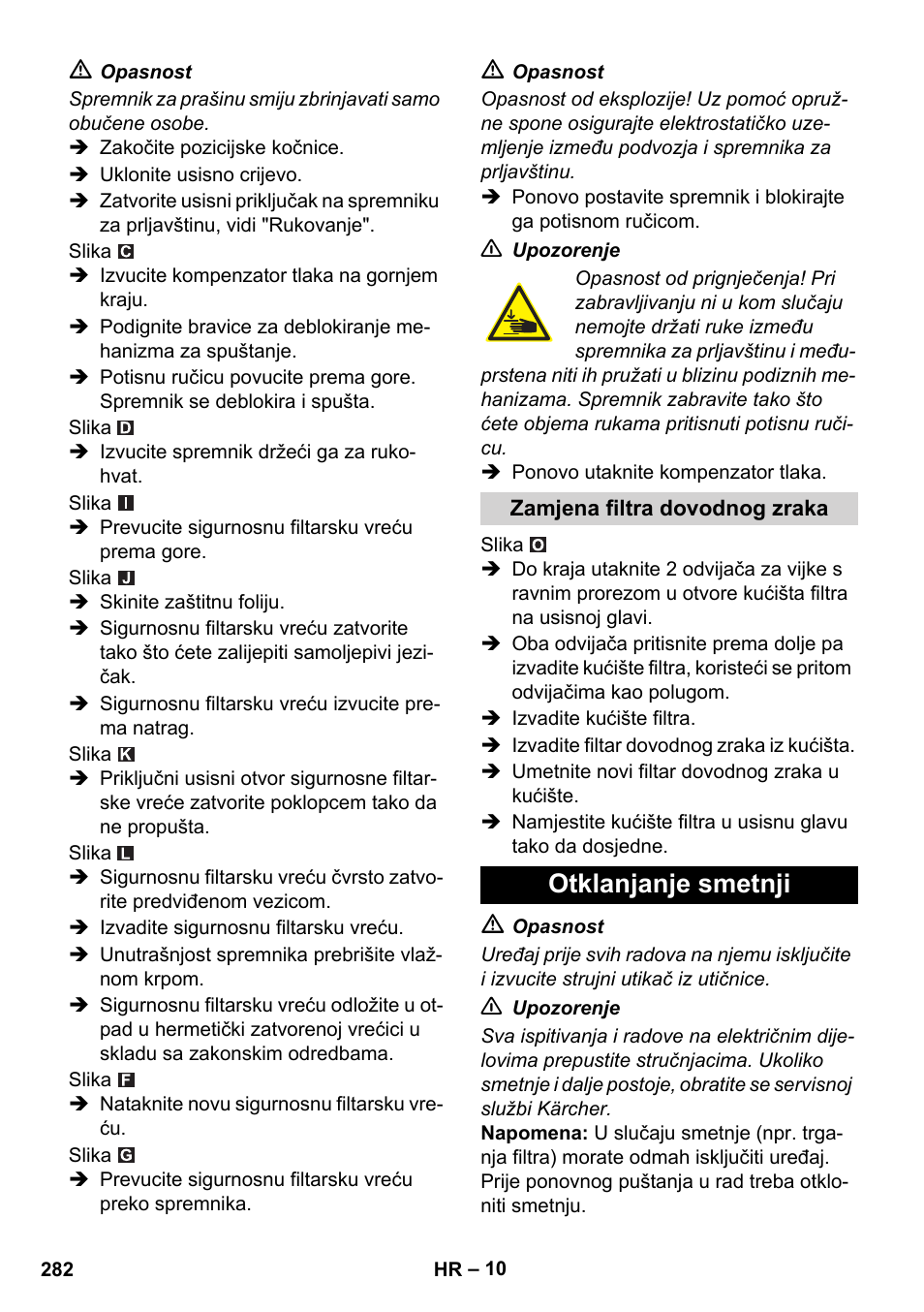 Otklanjanje smetnji | Karcher IVC 60-12-1 Ec H Z22 User Manual | Page 282 / 372