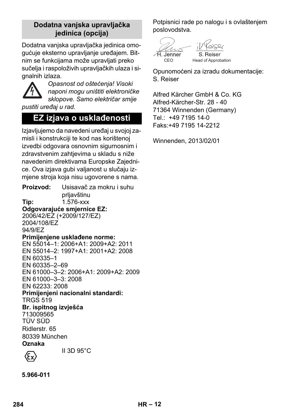 Ez izjava o usklađenosti | Karcher IVC 60-12-1 Ec H Z22 User Manual | Page 284 / 372