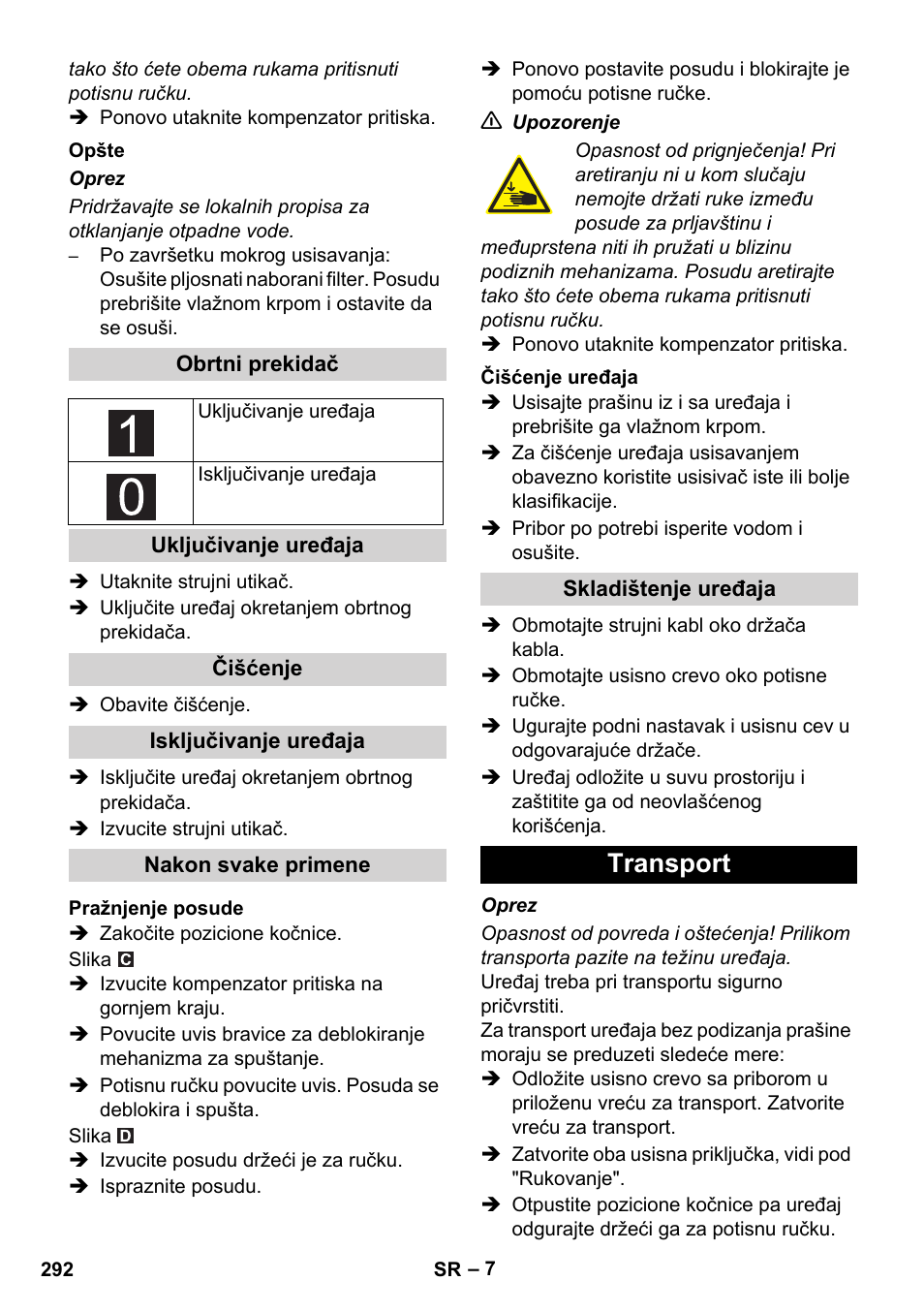 Transport | Karcher IVC 60-12-1 Ec H Z22 User Manual | Page 292 / 372