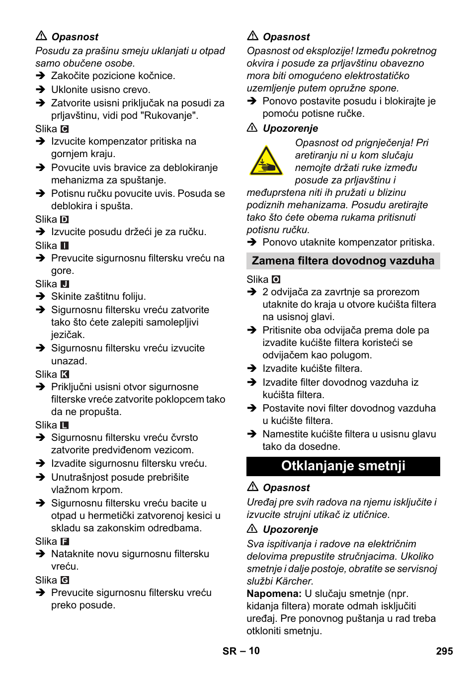 Otklanjanje smetnji | Karcher IVC 60-12-1 Ec H Z22 User Manual | Page 295 / 372
