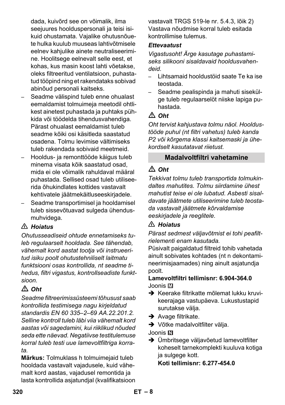 Karcher IVC 60-12-1 Ec H Z22 User Manual | Page 320 / 372