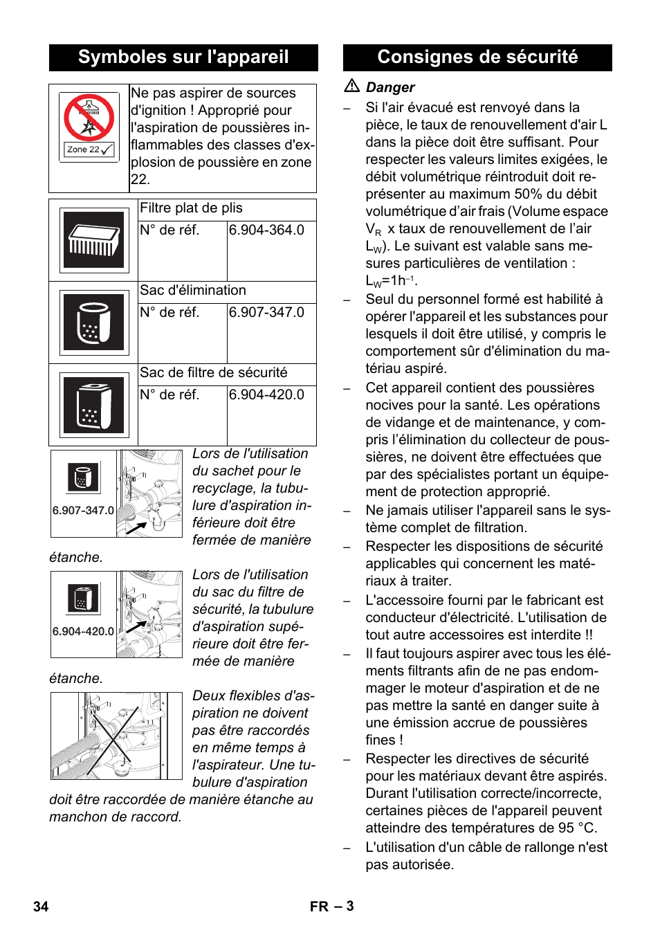 Symboles sur l'appareil, Consignes de sécurité | Karcher IVC 60-12-1 Ec H Z22 User Manual | Page 34 / 372