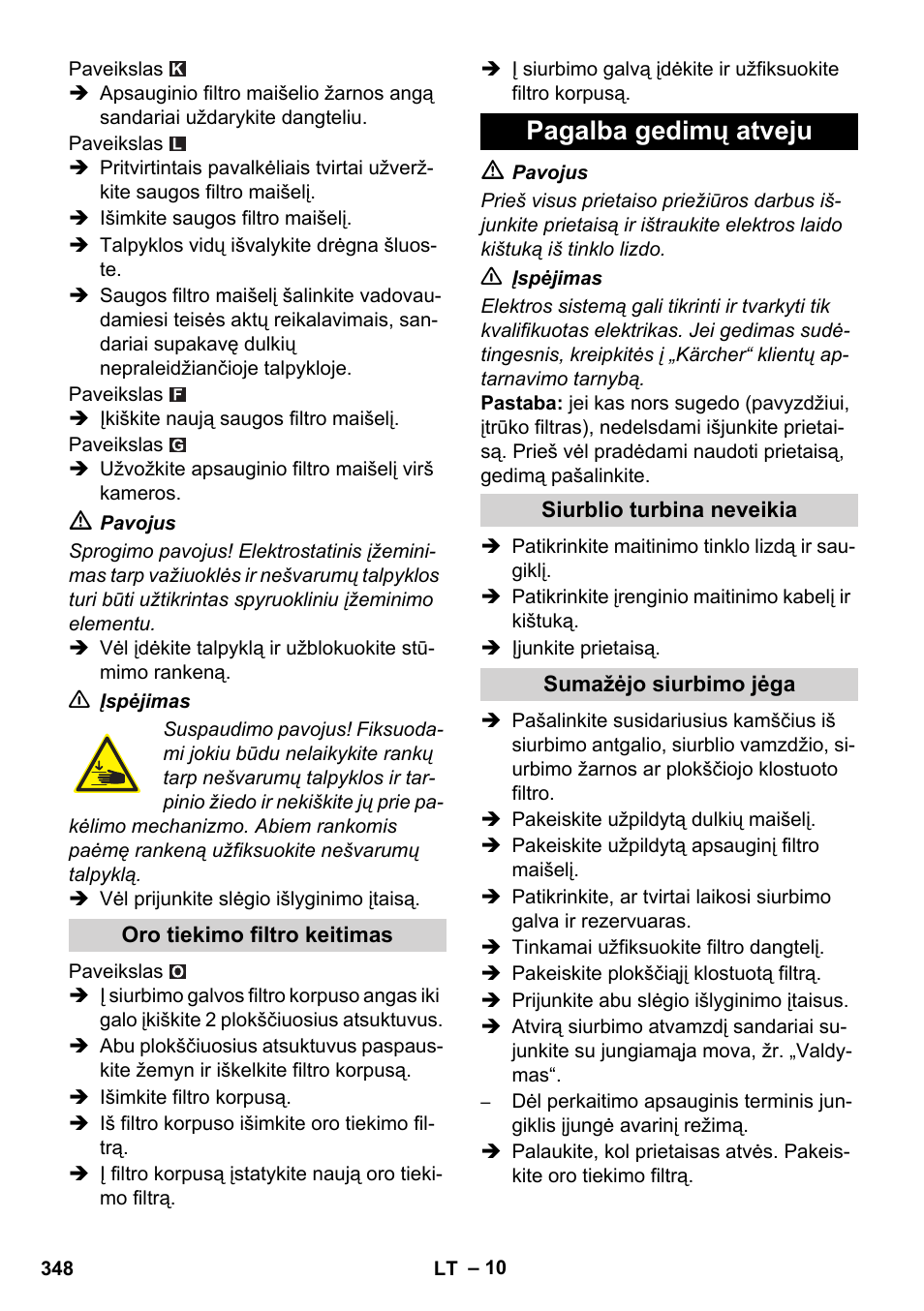 Pagalba gedimų atveju | Karcher IVC 60-12-1 Ec H Z22 User Manual | Page 348 / 372