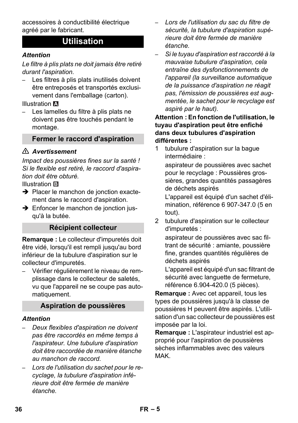 Utilisation | Karcher IVC 60-12-1 Ec H Z22 User Manual | Page 36 / 372