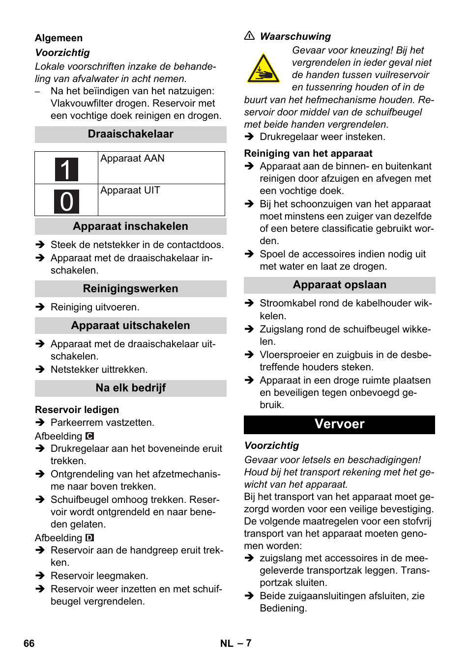 Vervoer | Karcher IVC 60-12-1 Ec H Z22 User Manual | Page 66 / 372