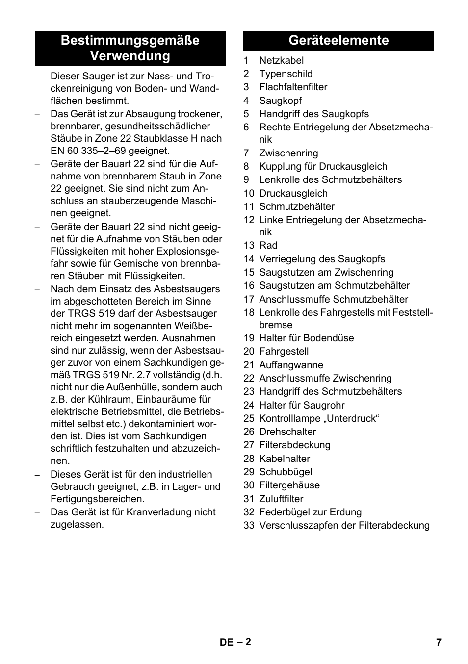Bestimmungsgemäße verwendung geräteelemente | Karcher IVC 60-12-1 Ec H Z22 User Manual | Page 7 / 372