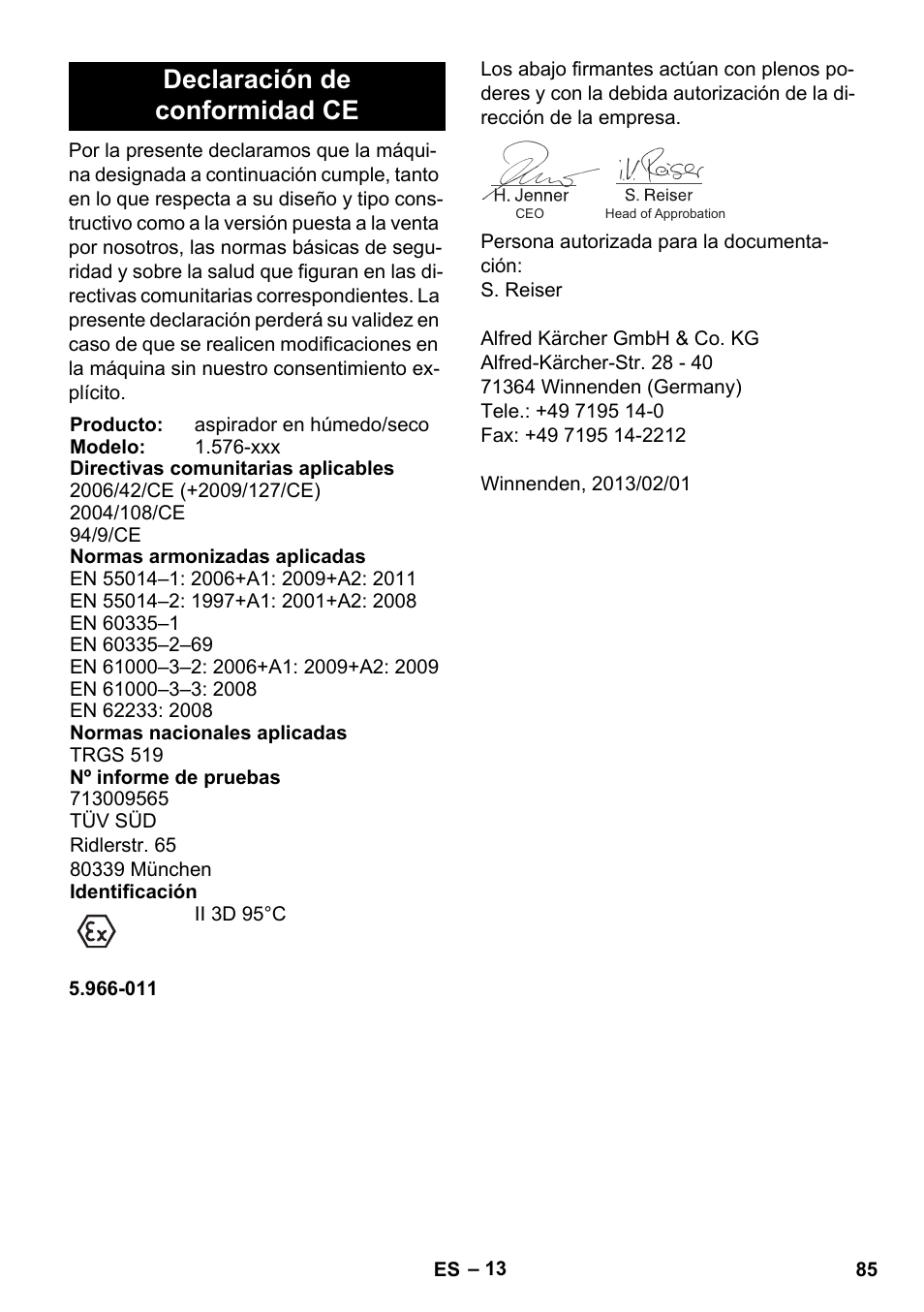 Declaración de conformidad ce | Karcher IVC 60-12-1 Ec H Z22 User Manual | Page 85 / 372